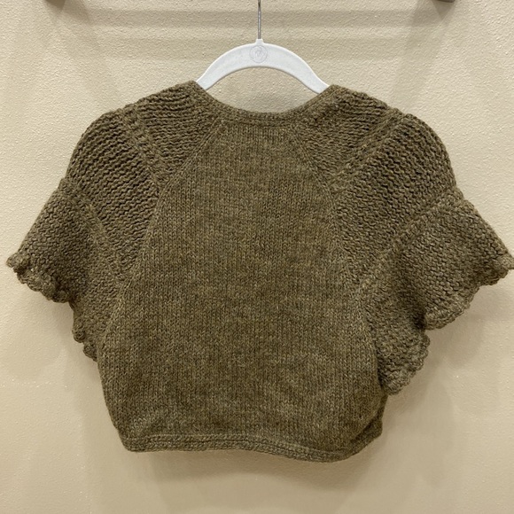 🛍️Wayra 100% Alpaca Short Open Cardigan. Size Xs. Olive Green - Picture 2 of 8